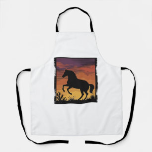 Delantal Grabado occidental de la silueta del caballo de la
