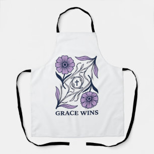 Delantal Grace Wins Floral Christian Vintage Engraving Tee_