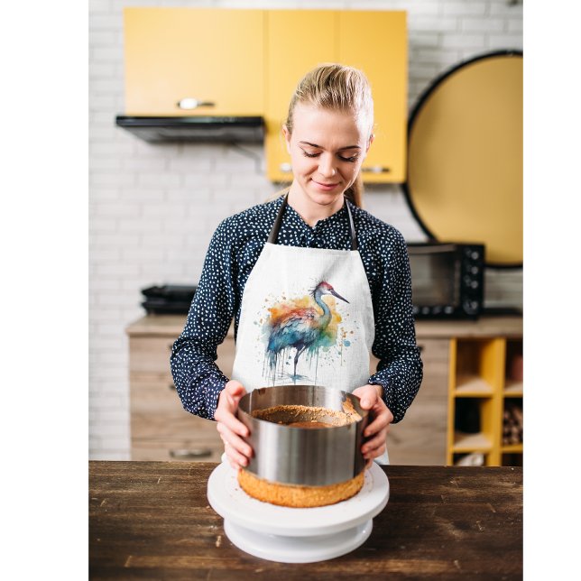 Delantal Graceful Crane: Arte acuarela, personalizado (Subido por el creador)