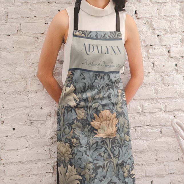 Delantal Graceful Retro Flores Regalos de Jubilación para M (Graceful Retro Flowers Retirement Gifts for Mom)