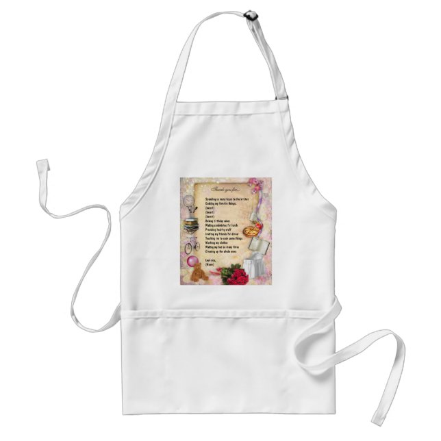 Delantal Gracias, Mamá (personalizable) (Frente)