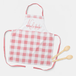 Delantal Graciosa Besada Cita Cook Gingham Check Girly Rosa