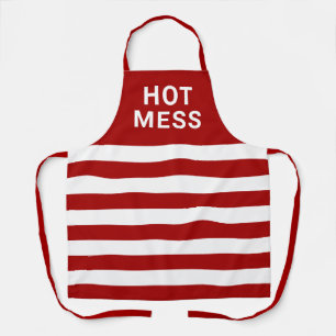 Delantal Graciosa cita de Hot Mess cocina de rayas blancas