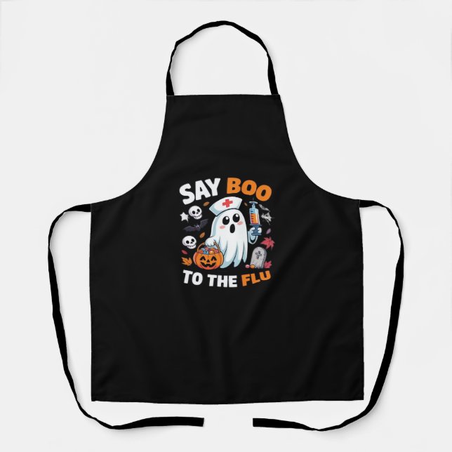 Delantal Graciosa enfermera fantasma de Halloween camiseta  (Anverso)