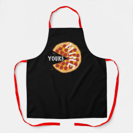 Delantal Graciosa pizza de pepperoni lindo foodie rojo negr