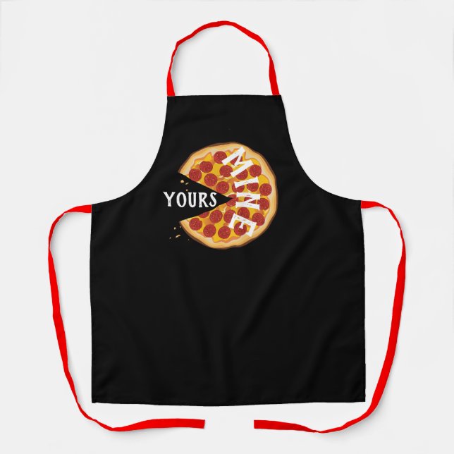Delantal Graciosa pizza de pepperoni lindo foodie rojo negr (Anverso)