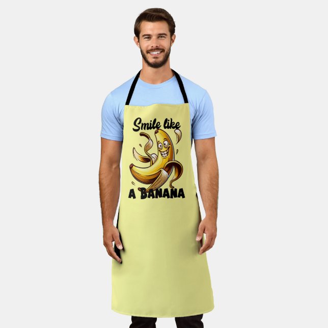 Delantal Graciosa sonrisa de plátano punny arte palabra (Gastado)