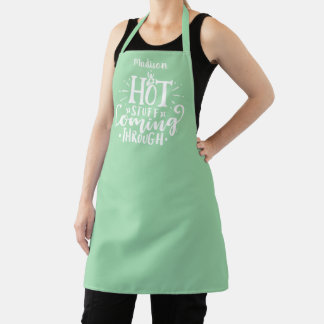 Delantal Graciosa tipografía de cosas calientes Apron verde