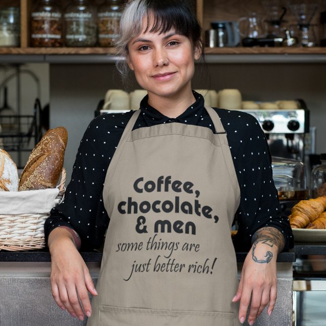 Delantal Graciosas mujeres café de manzano regalo de chocol (Cute, funny coffee quote fun womens gift idea. Simple black, modern script typography humor for her!)