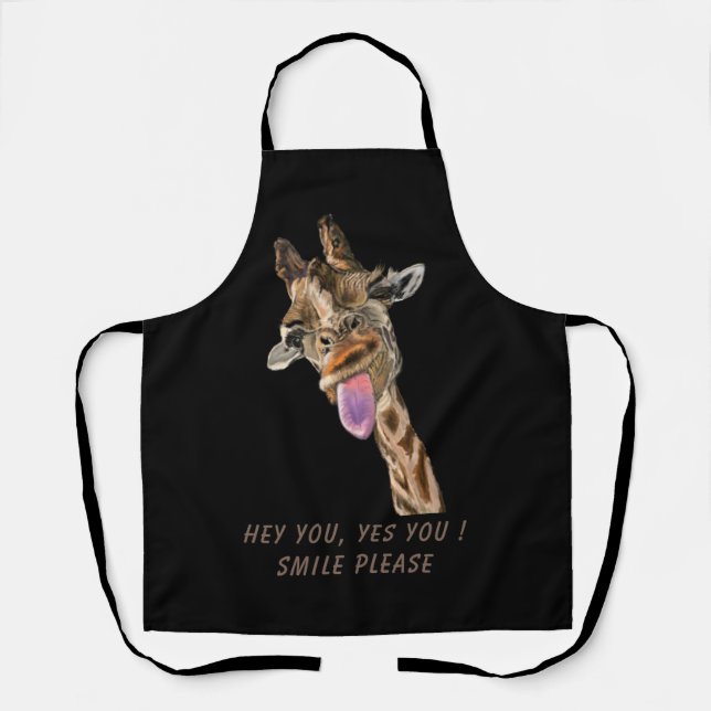 Delantal Gracioso Apron Playful Giraffe Personalizado Texto (Anverso)