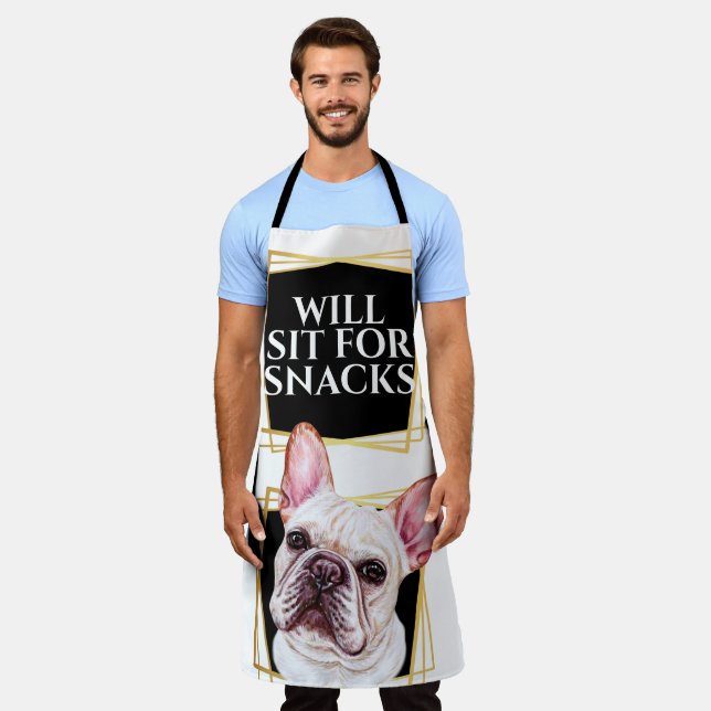 Delantal Gracioso bulldog francés para aperitivos acuarela  (Gastado)