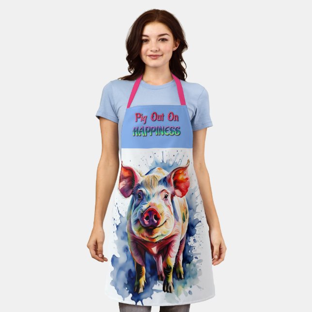 Delantal Gracioso cerdo en Happiness Apron (Gastado)