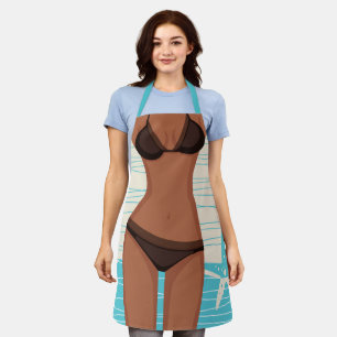 Delantal Gracioso Chica negro tan bikini