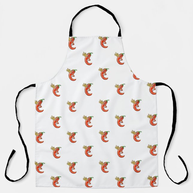 Delantal Gracioso Chili picante En Patrón De Fuego (Anverso)