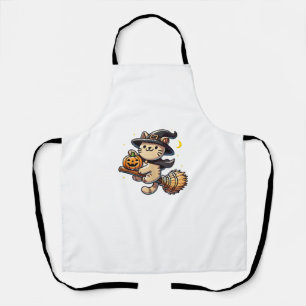 Delantal Gracioso Gato Bruja Halloween Costume Broom Stick 