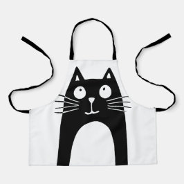 Delantal Gracioso gato negro mirando