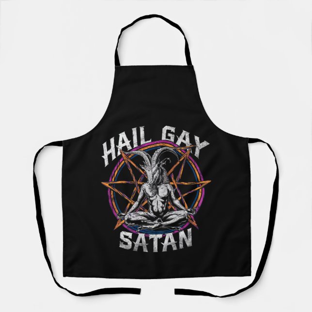Delantal Gracioso Hail Gay Satan Gótico LGBT Gay Pride Baph (Anverso)