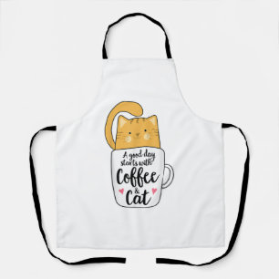 Delantal Gracioso Naranja Cat Coffee Mug Cat Lover