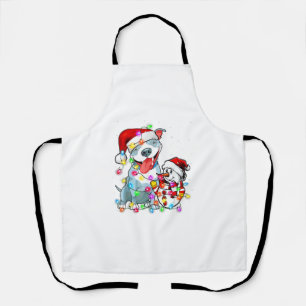 Delantal Gracioso Navidad de Perro Pitbull Tee Snowman Xmas