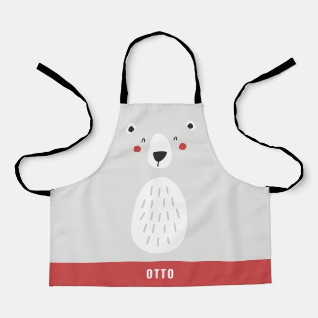 Delantal Gracioso oso polar lindo personalizado de los niño (Anverso)