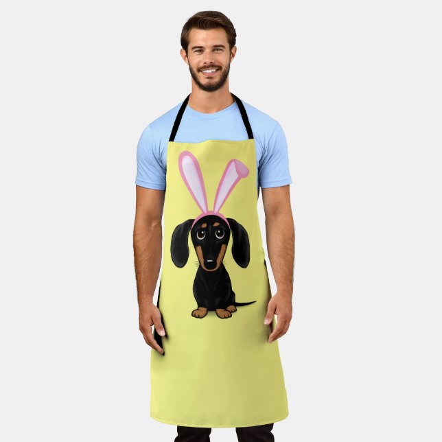 Delantal Gracioso perro conejo de Pascua negro y tan Dachsh (Gastado)