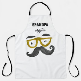 Delantal Gracioso Personalizado del abuelo de gafas amarill