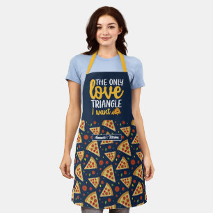 Delantal Gracioso Pun de Comida Amor Triángulo Retro Pizza