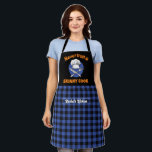 Delantal Gracioso Skinny Cook Black Blue Plaid Pattern<br><div class="desc">Divertido y genial delantal para hacer la cocina más divertida. Regalo personalizado para la familia y amigos que aman cocinar, cocinar y probar una nueva receta en la cocina. Personalizar la redacción para que se ajuste a su ocasión. Puede utilizar la Herramienta de diseño para cambiar aún más el tipo...</div>