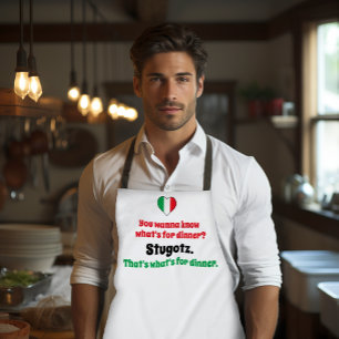 Delantal Gracioso Stugotz italiano ¿Qué hay para cenar Apro