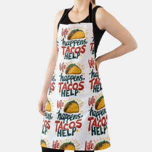 Delantal Gracioso Taco Lover Fiesta Foodie Humor Art Blanco