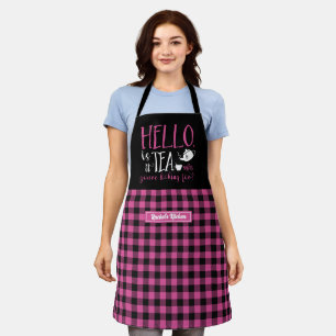 Delantal Gracioso Tea Lover Pun Negro Pink Plasto