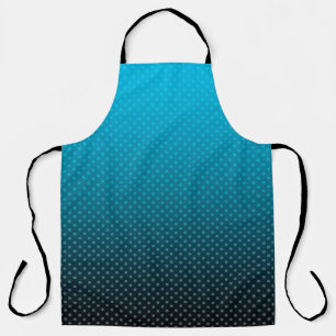 Delantal gradiente azul con pequeños puntos de polka