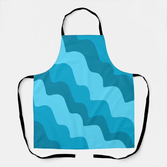 Delantal Gradiente de olas onduladas del océano azul (Anverso)