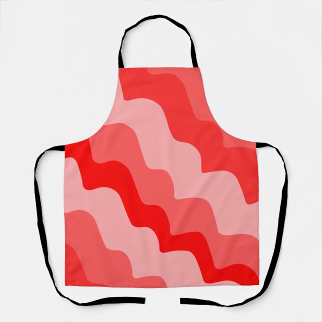 Delantal Gradiente de ondas oceánicas onduladas rojas (Anverso)