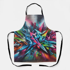 Delantal Graffiti Streetart auf Ziegelwand mit Skyline 