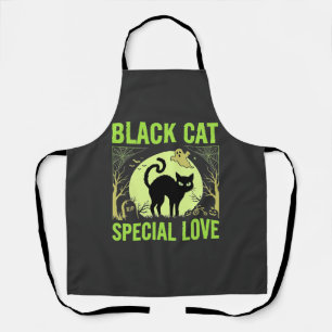 Delantal Gráficos de amor especial de gato negro de Hallowe