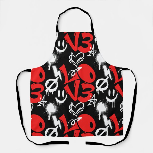Delantal grafitti LOVE B. Black BG (Anverso)