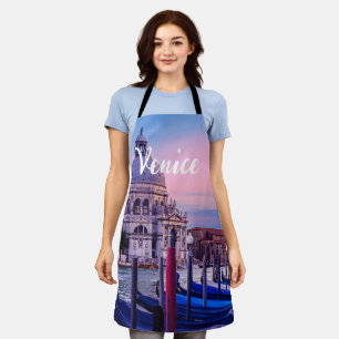 Delantal Gran Canal con góndolas e iglesia en Venecia