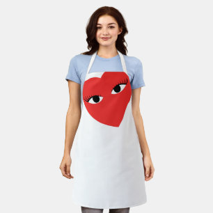Delantal Gran Corazón Rojo con Ojos Apron