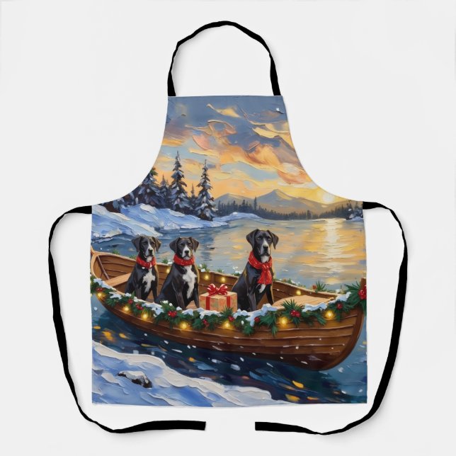 Delantal Gran Danés Navideño Barco Fiesta (Anverso)
