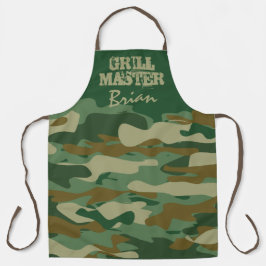 Delantal Gran parrilla de camuflaje del ejército verde