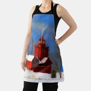 Delantal Gran pintura de faro rojo - Arte original