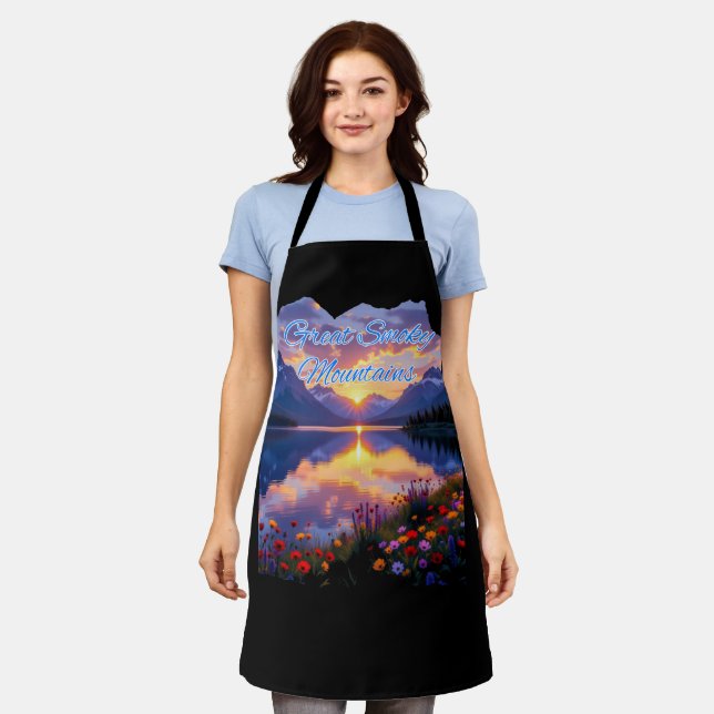 Delantal Gran Sunset de las Montañas Smoky (Gastado)