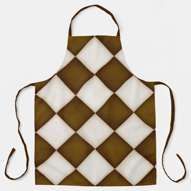 Delantal Grandes diamantes blancos marrones y antiguos gran (Anverso)