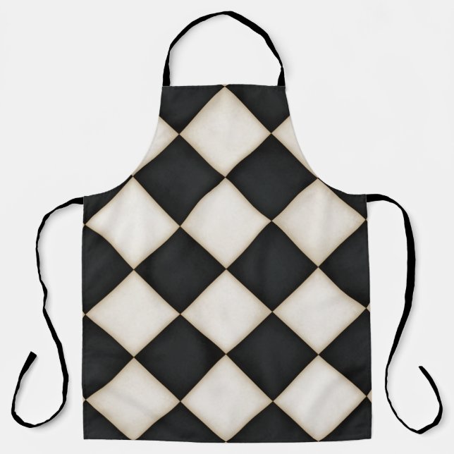 Delantal Grandes diamantes blancos negros y antiguos grande (Anverso)