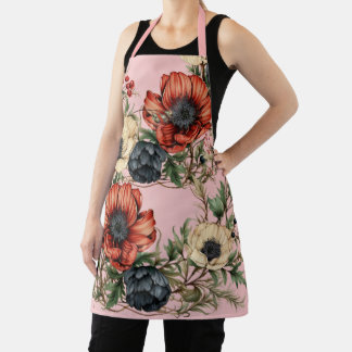 Delantal Grandes Florales Rico Óxido, Púrpura Profunda, Cre
