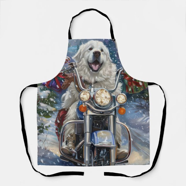 Delantal Grandes Navidades de motociclismo de perros de los (Anverso)