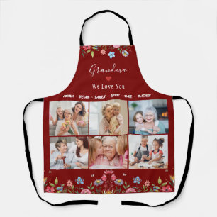 Delantal GRANDMA TE AMAMOS Tu nombre Collage de fotos Apron