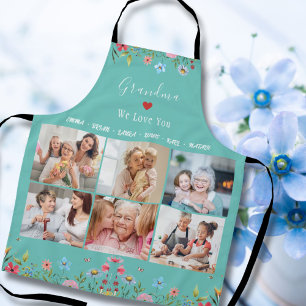 Delantal GRANDMA TE AMAMOS Tu nombre Collage de fotos Apron