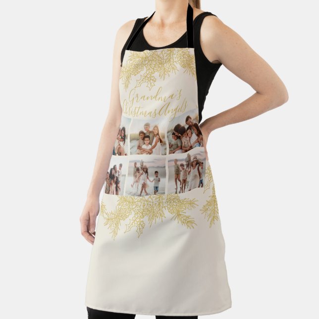 Delantal Grandma's Custom Elegant Christmas Photo Collage (in situ)